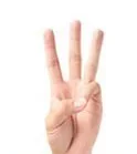 数字の3を示す手