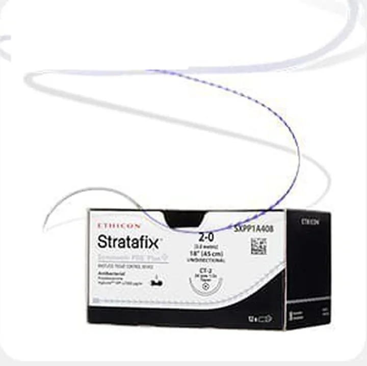 Ethicon Stratafix 2-0 縫合糸のパッケージと縫合糸