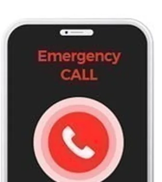 Emergency CALL画面が表示された携帯電話