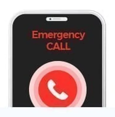 Emergency CALL画面が表示された携帯電話